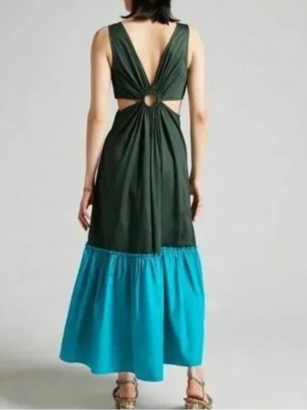 Anthropologie x Geisha Designs Flounced Cut-Out Maxi Dress sz 0 - Picture 2 of 10